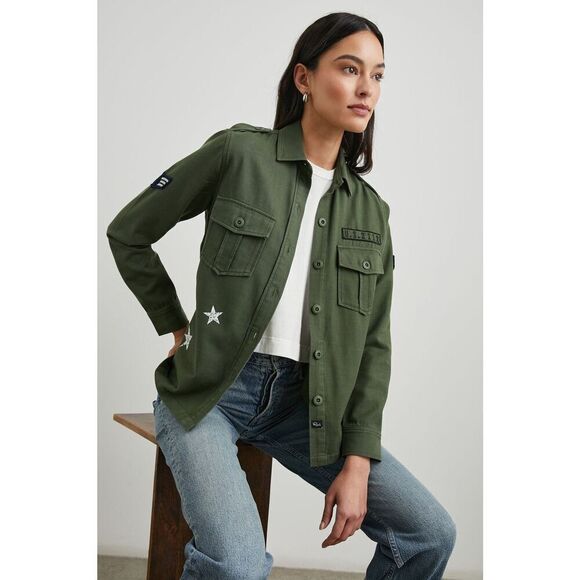 Rails LOREN SHIRT JACKET Military Olive Green size XS Button Down Linen Blend - Picture 1 of 13